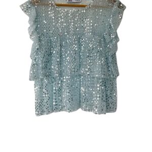 Zara Shimmering Translucent Ruffle Blouse Size M